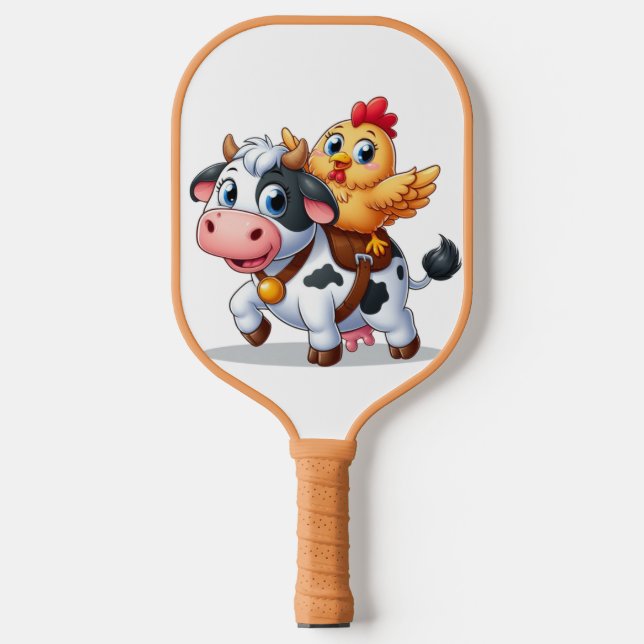 cute cartoon cow/chicken pickleball paddle (Front)