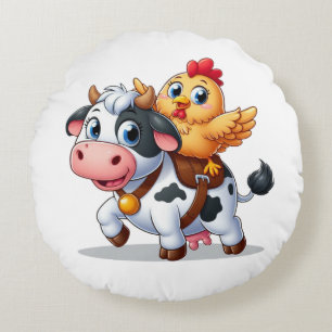 cute cartoon cow/chicken round cushion