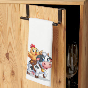 cute cartoon cow/chicken tea towel