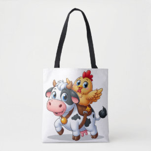 cute cartoon cow/chicken tote bag
