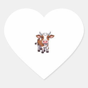 Cute Cartoon Cow  Heart Sticker
