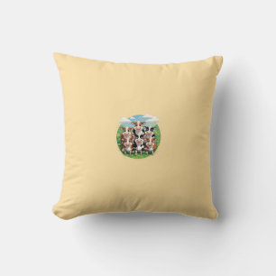 Cute Cartoon Cow Herd Illustration   Funny Farm An Cushion
