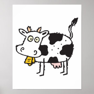 cute cartoon cow poster