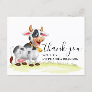 Cute Cartoon Cow Thank You Card