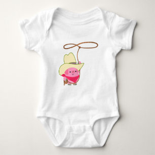 Cute Cartoon Cowboy Pig With Lariat Baby Bodysuit