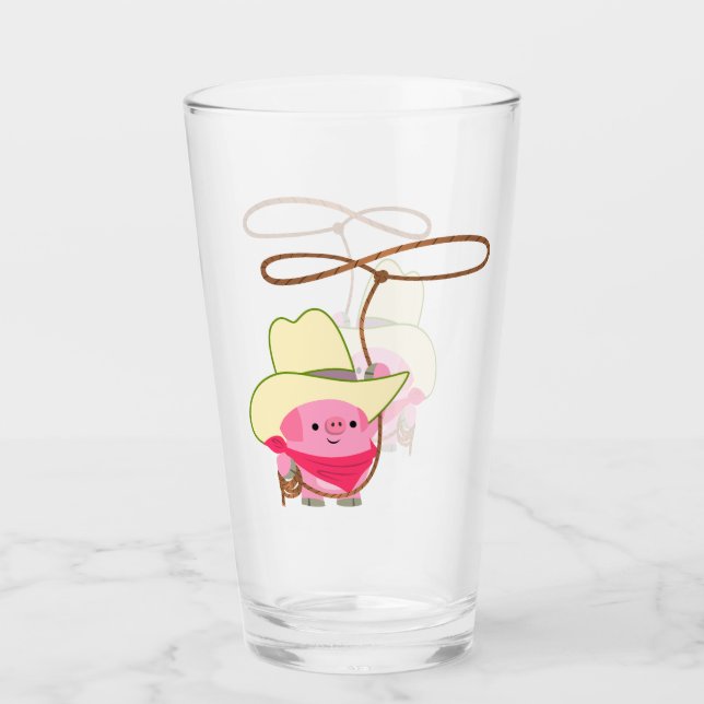 Cute Cartoon Cowboy Pig With Lariat Tumbler (Front)