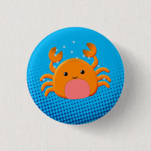 Cute Cartoon Crab Blue Ocean 3 Cm Round Badge