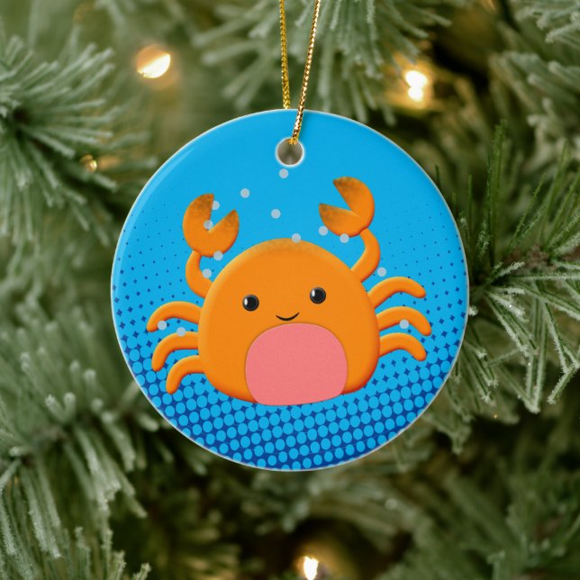Cute Cartoon Crab Blue Ocean Ceramic Tree Decoration (Tree)
