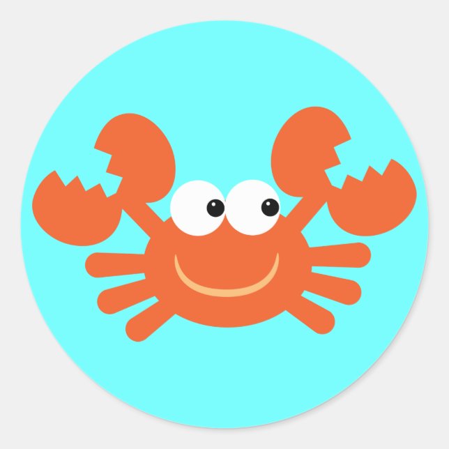 Cute cartoon crab blue stickers for kids (Front)