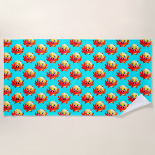 Cute Cartoon Crabs Beach Towel