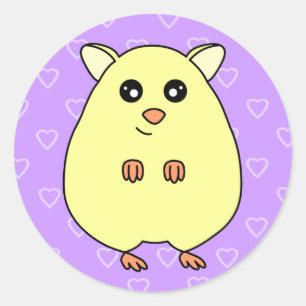 Cute Cartoon Cream Hamster Purple Stickers
