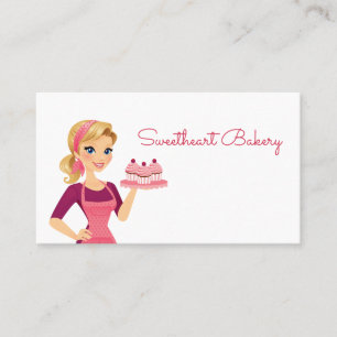 Cute Cartoon Cupcake Girl Food Bakery Pastry Shop Business Card