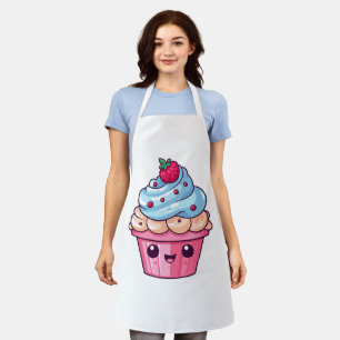Cute cartoon cupcake happy smile apron