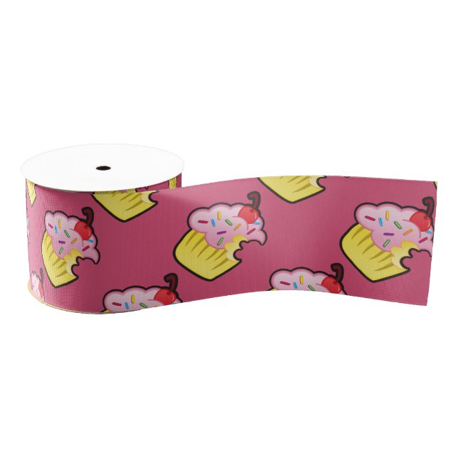 cute cartoon cupcake ribbon grosgrain ribbon (Spool)