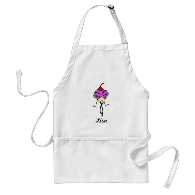 CUTE CARTOON CUPCAKE WOMAN WHITE APRON (Front)