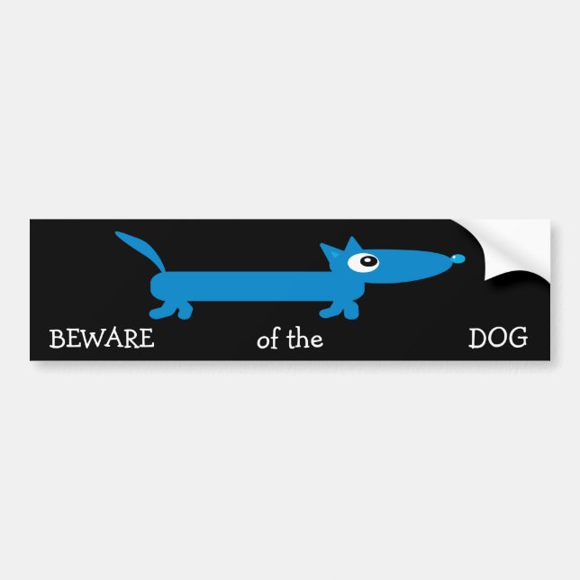 Cute cartoon Dachshund BEWARE of the DOG Bumper Sticker (Front)
