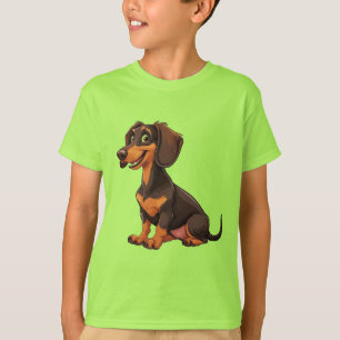 Cute Cartoon Dachshund Dog T-Shirt