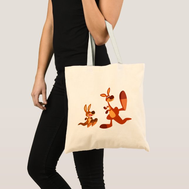Cute Cartoon Dad Kangaroo And Joey Tote Bag (Front (Product))