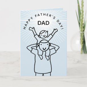 Cute Cartoon Dad with Child Father's Day Card
