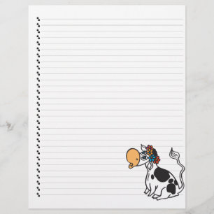 Cute Cartoon Dairy Cow Lined Pet Letterhead