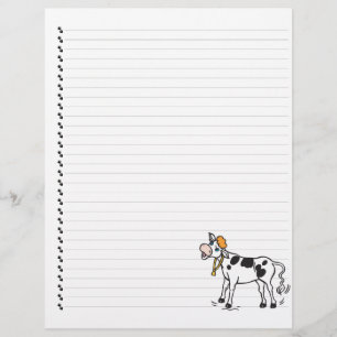 Cute Cartoon Dairy Cow Lined Pet Letterhead
