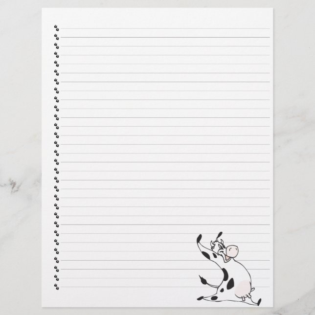 Cute Cartoon Dairy Cow Lined Pet Letterhead (Front)
