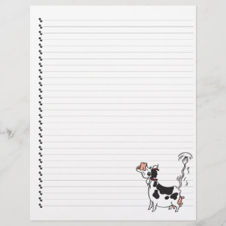 Cute Cartoon Dairy Cow Lined Pet Letterhead