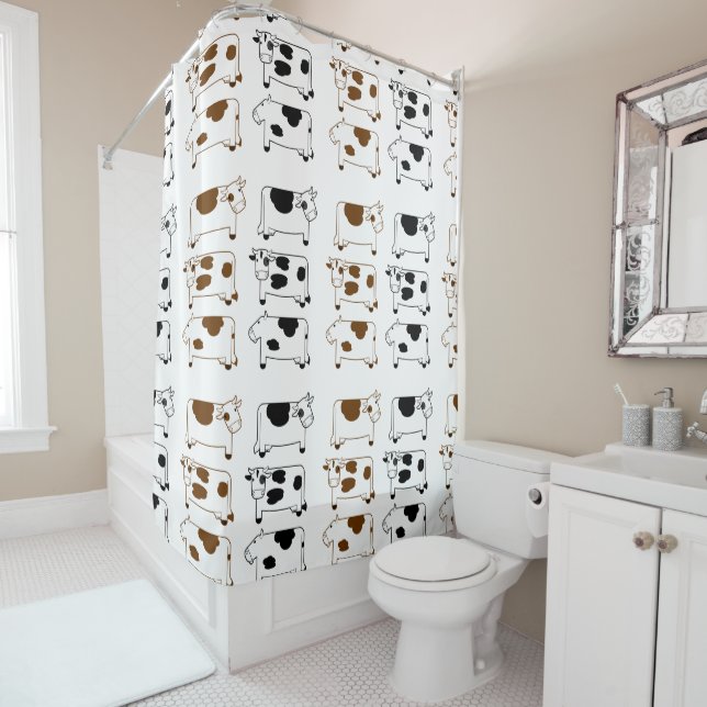 Cute Cartoon Dairy Cows Shower Curtain (In Situ)