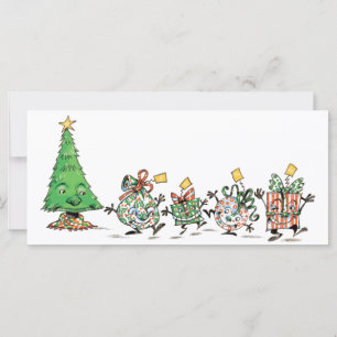 Cute Cartoon Dancing Christmas Presents and Tree