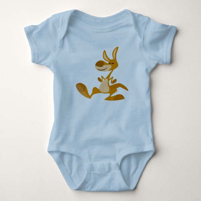 Cute Cartoon Dancing Kangaroo Baby Apparel Bodysuit (Front)
