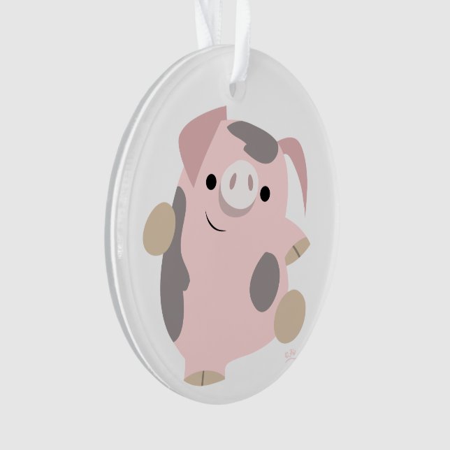 Cute Cartoon Dancing Pig Acrylic Ornament (Front)