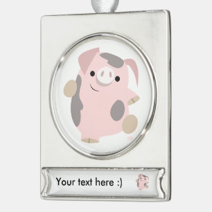 Cute Cartoon Dancing Pig Banner Ornament