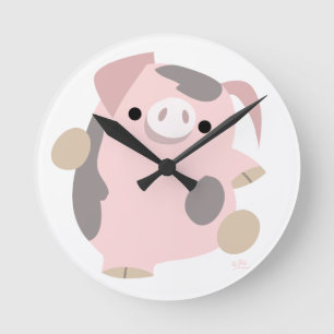 Cute Cartoon Dancing Pig Clock