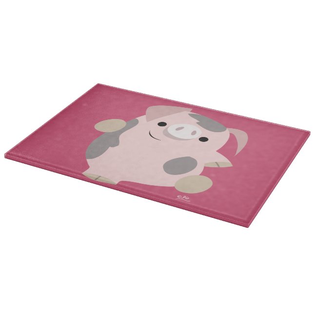 Cute Cartoon Dancing Pig Cutting Board (Corner)