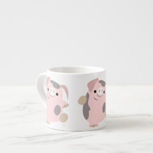 Cute Cartoon Dancing Pig Espresso Mug