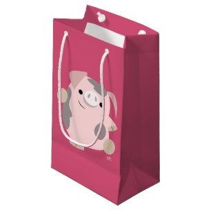 Cute Cartoon Dancing Pig Gift Bag