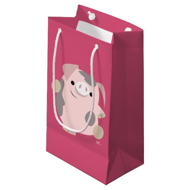 Cute Cartoon Dancing Pig Gift Bag (Front Angled)