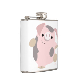 Cute Cartoon Dancing Pig Hip Flask
