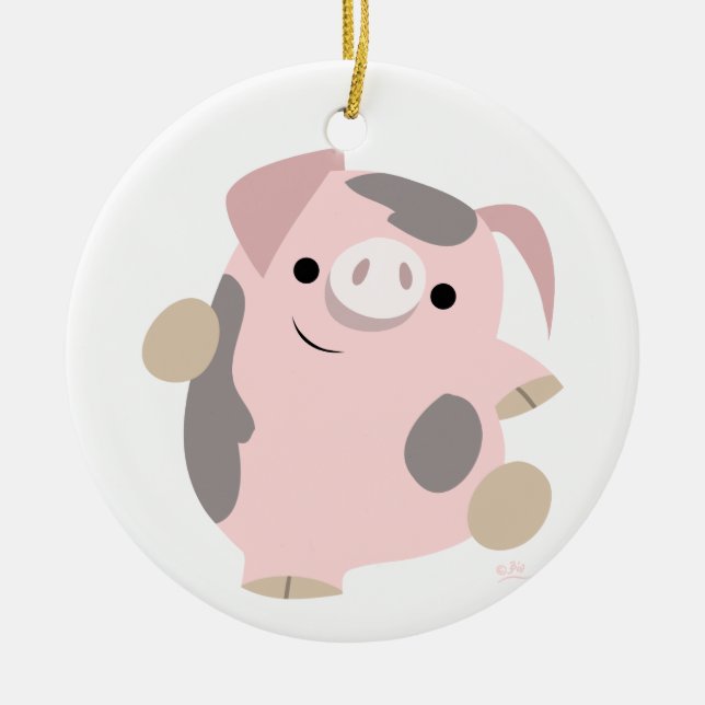 Cute Cartoon Dancing Pig Ornament (Front)