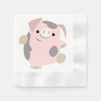 Cute Cartoon Dancing Pig Paper Napkins