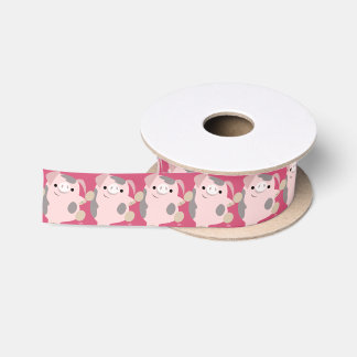 Cute Cartoon Dancing Pig Ribbon Satin Ribbon