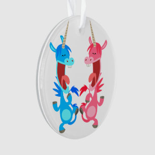Cute Cartoon Dancing Unicorns Acrylic Ornament