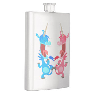 Cute Cartoon Dancing Unicorns Classic Flask