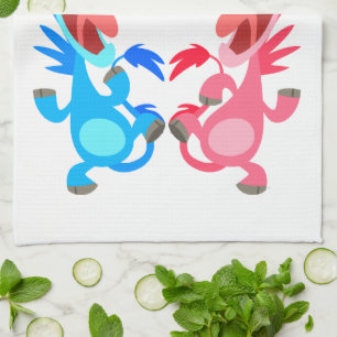 Cute Cartoon Dancing Unicorns Kitchen Towel
