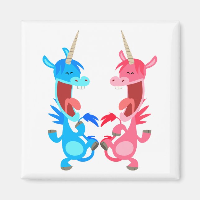 Cute Cartoon Dancing Unicorns Magnet (Front)