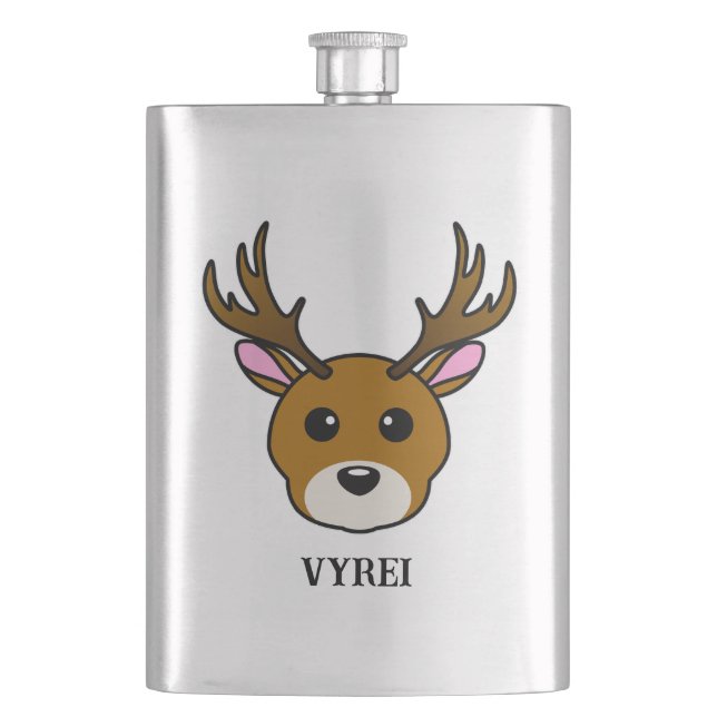 Cute Cartoon Deer Hip Flask (Front)