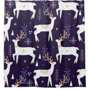 Cute cartoon deer seamless pattern, nursery backgr shower curtain