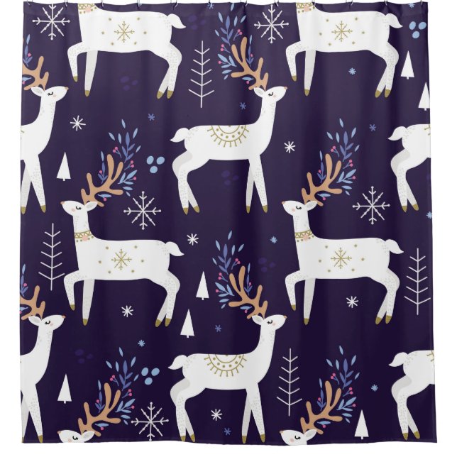 Cute cartoon deer seamless pattern, nursery backgr shower curtain (Front)