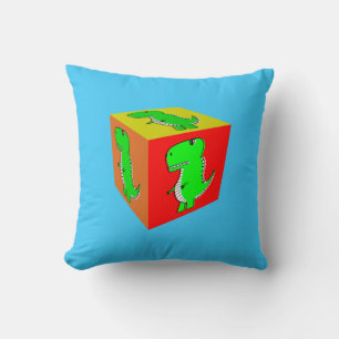 Cute Cartoon Dino Cube Art Cushion