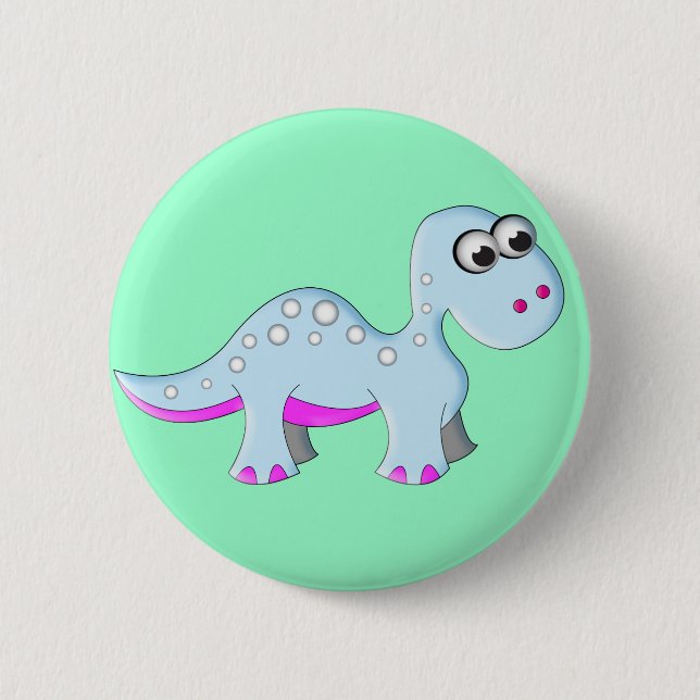 Cute Cartoon Dinosaur 6 Cm Round Badge (Front)